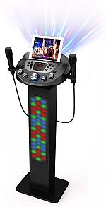 Starion KS829-B Bluetooth Karaoke Machine l Pedestal Design w/Light Show l Two Karaoke Microphones